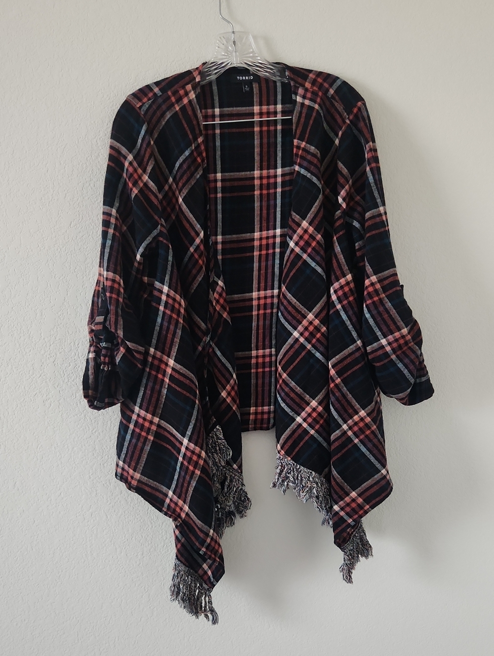 Torrid Plaid Fringe Cardigan